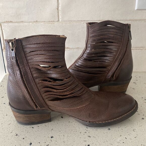 Sbicca Boots Jeronimo Brown Leather Ankle Western Booties Women’s Size 7 - Picture 1 of 12